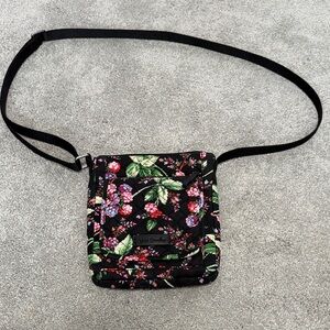 Vera Bradley Black and Green Floral Crossbody Bag Winter Berry